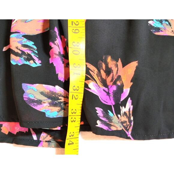 Forever 21 Dress L Fit Flare Black Pink Elastic Waist 3/4 Sleeve Cottage Fairy - Picture 4 of 7